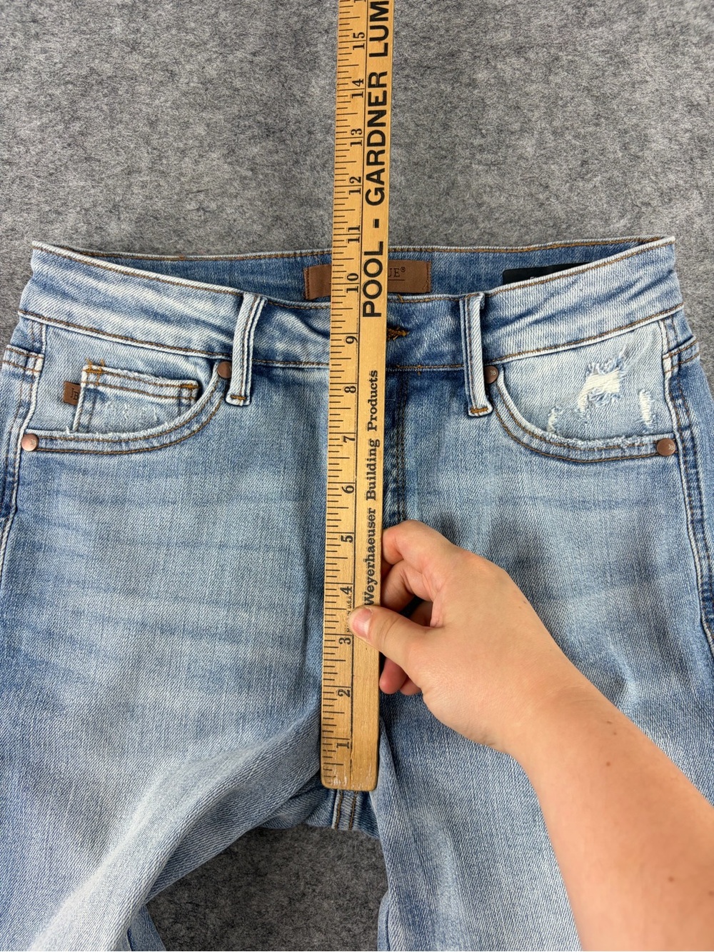 Judy Blue Destroy Flare Denim Jeans Women’s Size 3/26 Light Wash - Picture 4 of 7